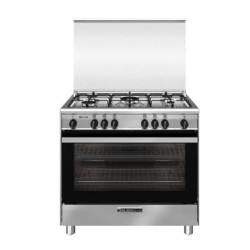 Cucina a gas glem con 5 zone 90x60 acciaio inox [sa965vi]