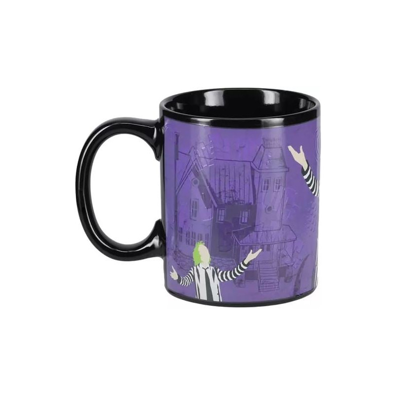 Tazza termocambiante paladone beetlejuice heat change/stile retro/300ml/viola/nero