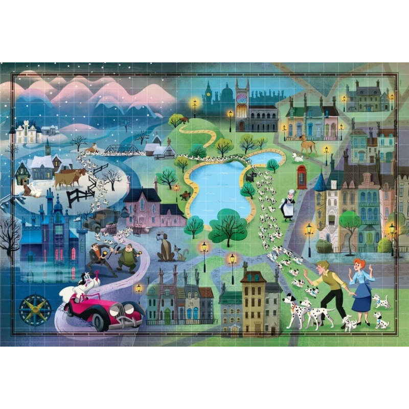 Puzzle clementoni disney mappa della storia: 101 dalmati 69x50cm