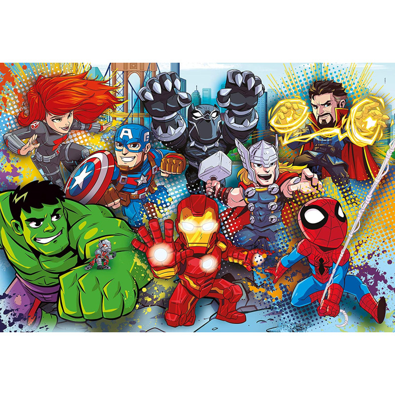 Puzzle clementoni supereroi marvel 4+ 62x42cm multicolore 60pz [26454]