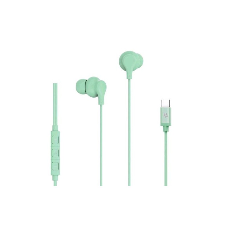 Auricolari celly usb-c stereo wired con filo verde [up1600typecgn]