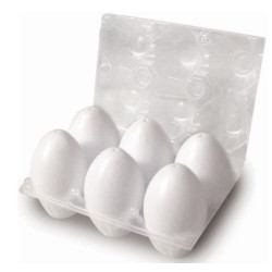Decorazione deco uova in acrilico+plastico 6.5cm bianco 6pz [05245]