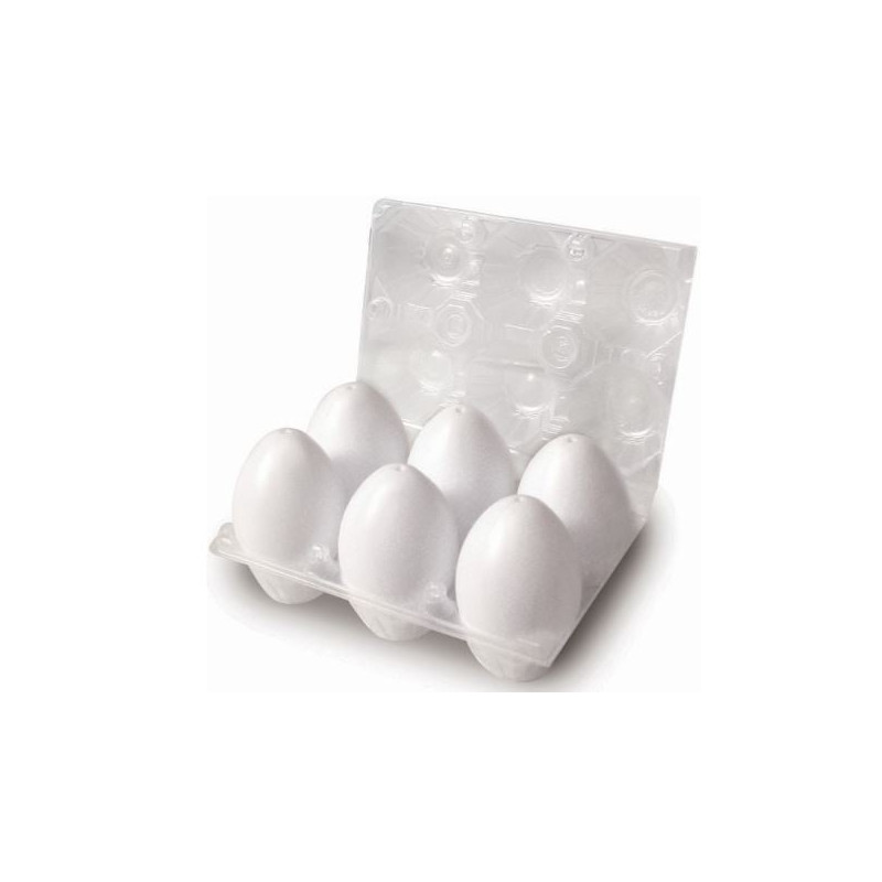 Decorazione deco uova in acrilico+plastico 6.5cm bianco 6pz [05245]