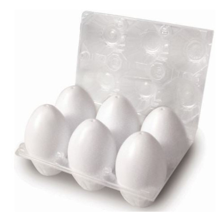 Decorazione deco uova in acrilico+plastico 6.5cm bianco 6pz [05245]