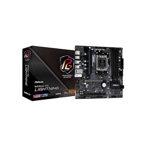 Scheda madre amd asrock b650m pg lightning am5 matx' 4xddr5 nero