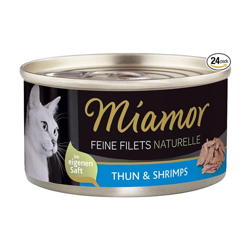 Cibo umido miamor feine filets naturell tonno con gamberetti per