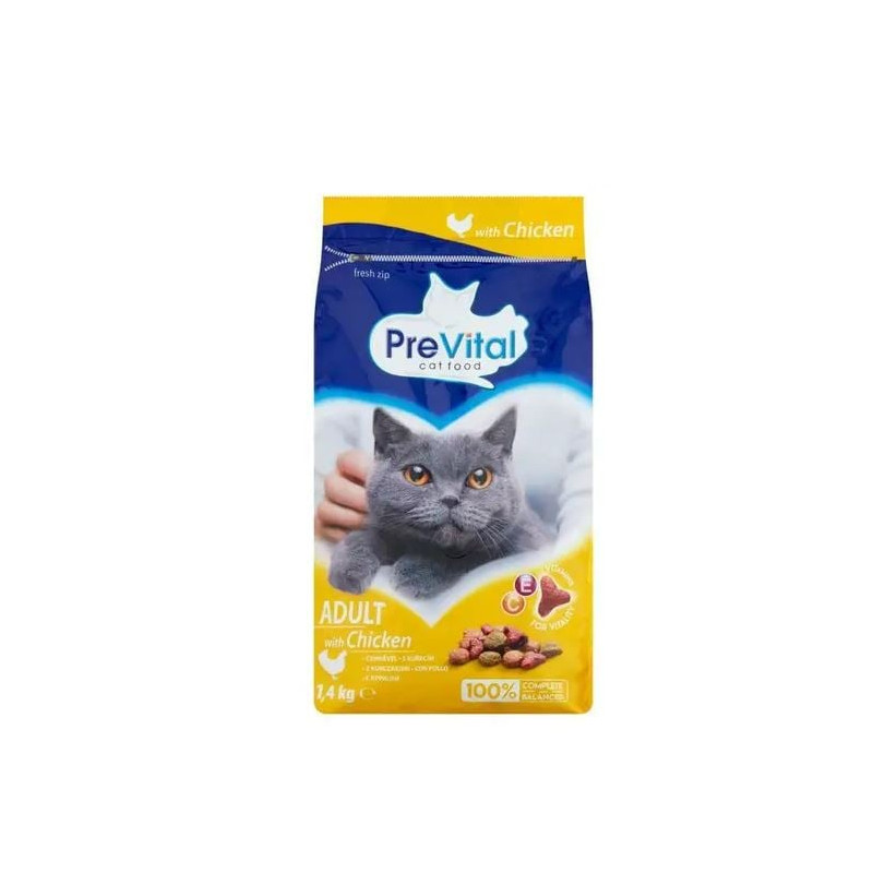 Cibo secco prevital cat food adult con pollo per gatti 1.4 kg