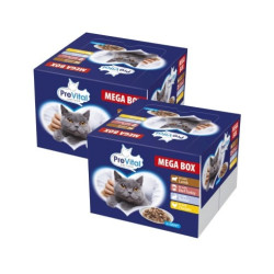 Cibo umido prevital sapori di carne mega box per gatti 48x100 g