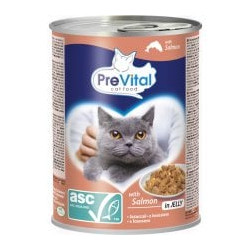 Cibo umido prevital cat food with asc salmon in jelly per gatti