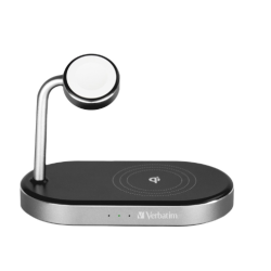 Stazione di ricarica verbatim wcs-02 44w 3a 3in1 nero/alluminio