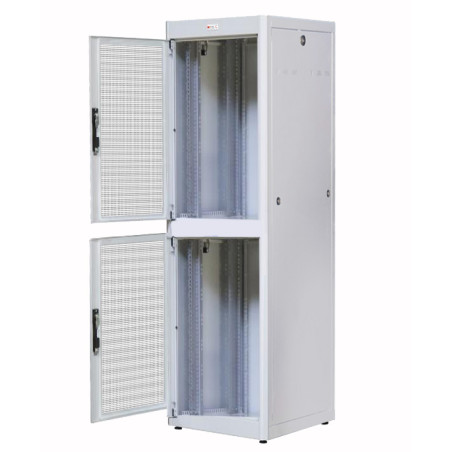 Armadio etsi 21" techly con 2 sezioni 600 porte grigliate grigio