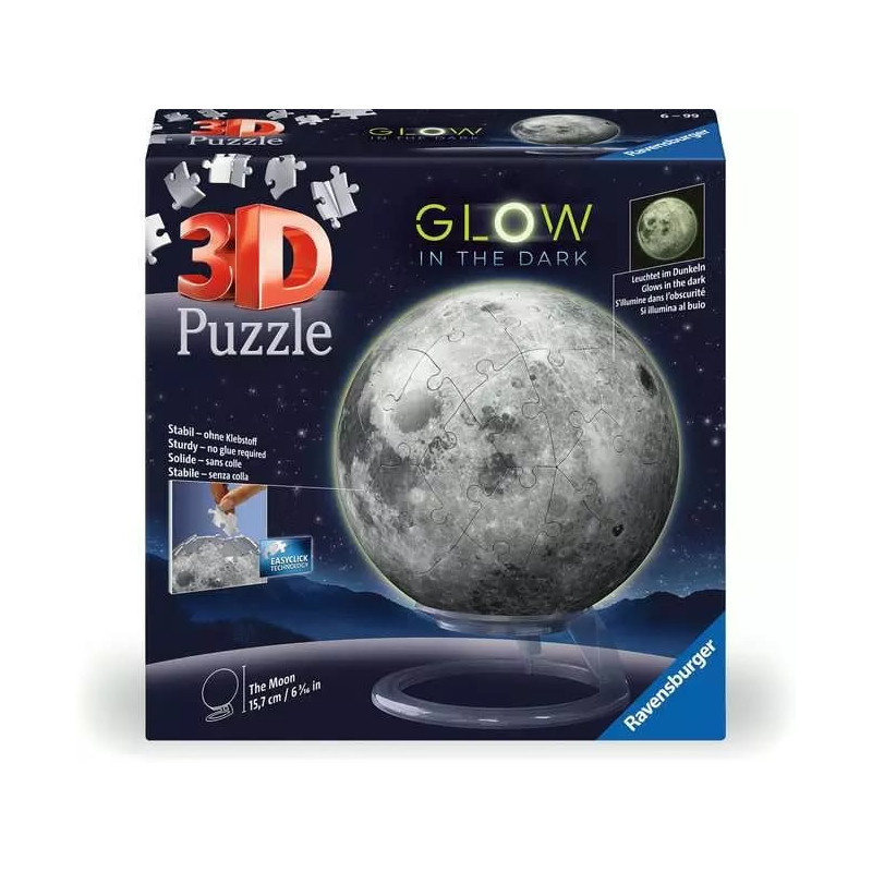 Puzzle ravensburger palla 3d la luna - glow-in-the-dark
