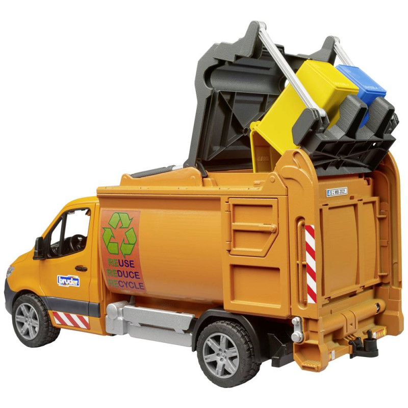 modellino bruder mb sprinter camion della spazzatura municipale 1/16