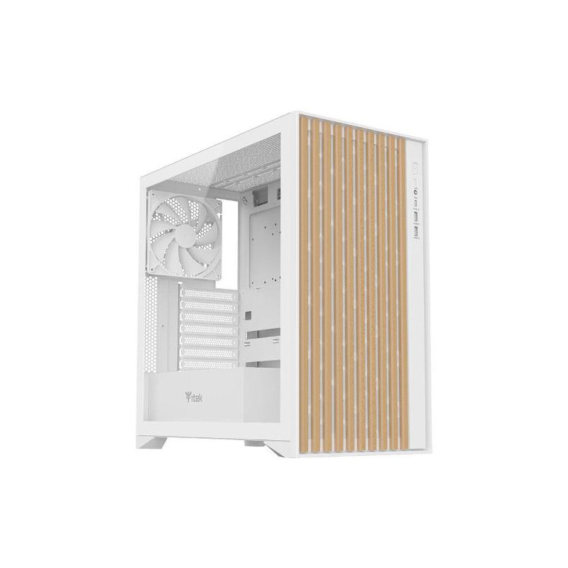 case itek woody gaming tower atx bianco [itgcawo28w]