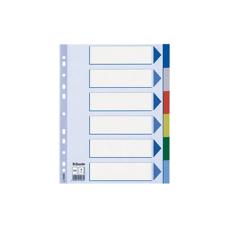 divisori esselte 6 tasti in pp colorati a4 [15260]