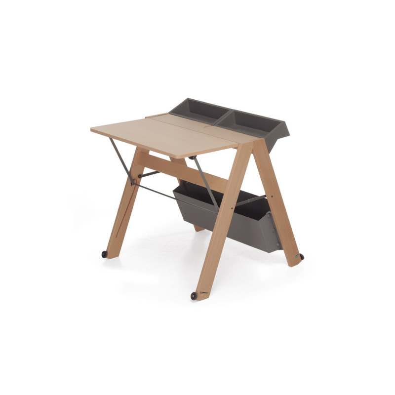 Scrivania pieghevole foppapedretti in legno con ruote naturale [allieva