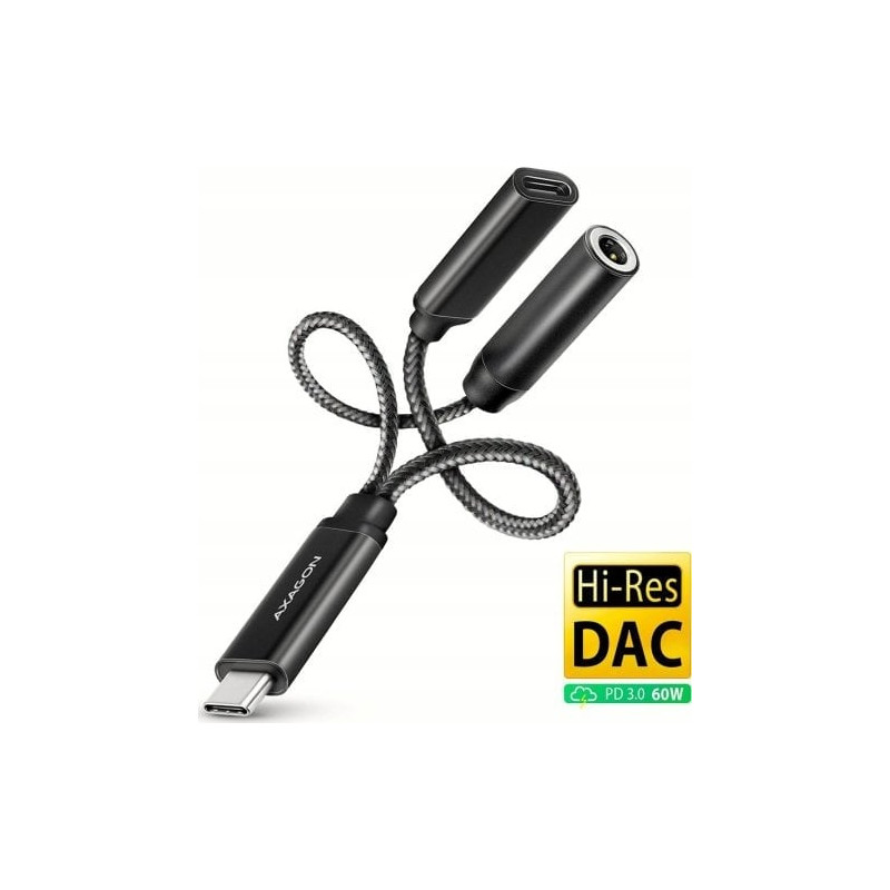 Adattatore audio axagon ada-hcpd usb-c jack 3.5mm 60w nero