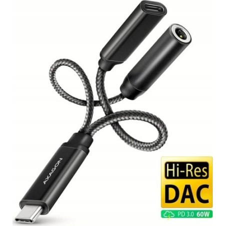 Adattatore audio axagon ada-hcpd usb-c jack 3.5mm 60w nero